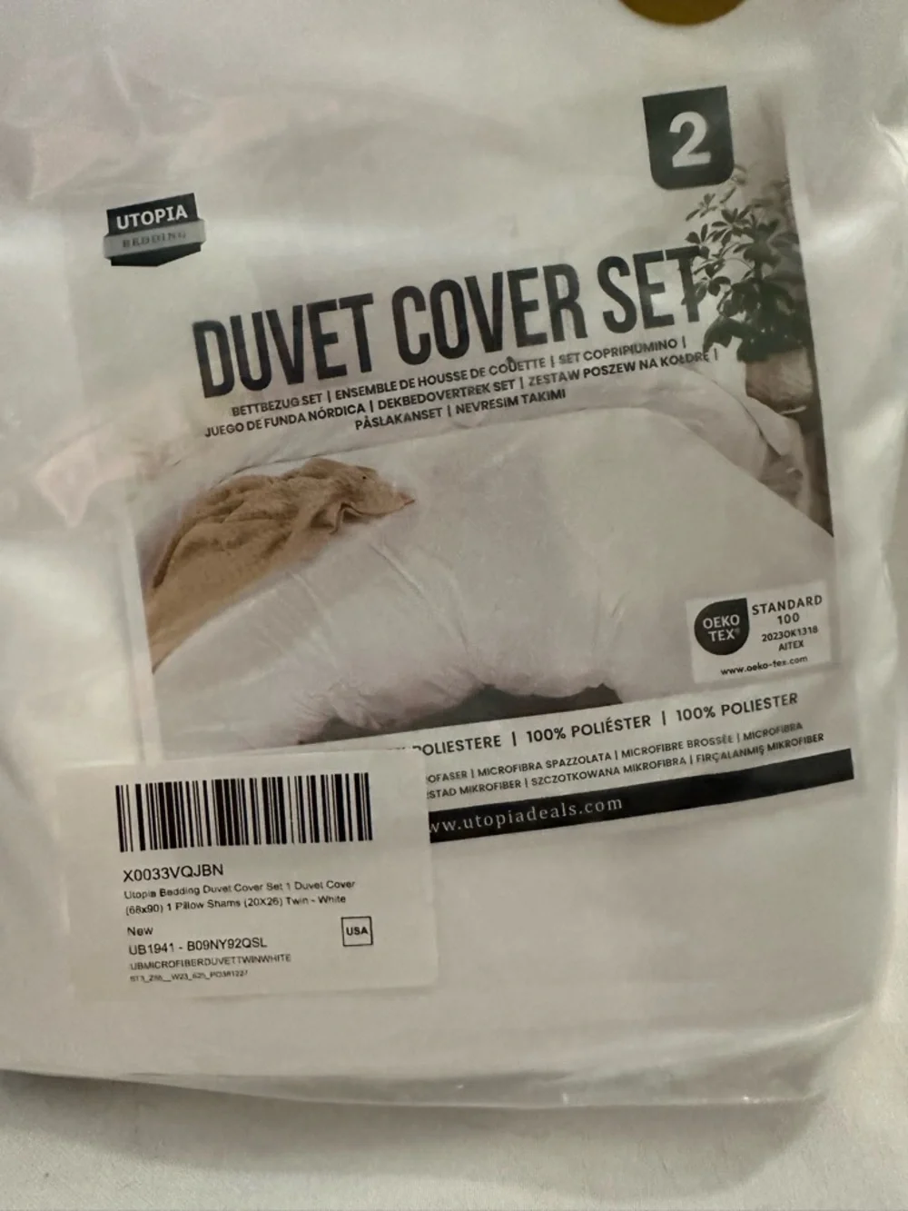 Utopia Bedding Twin White Duvet Cover Set 2 Pc Microfiber w Pillow Sham New